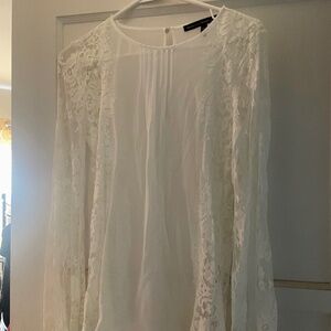 White House Black Market Sheer Off White/ Cream Color Long Sleeve Blouse